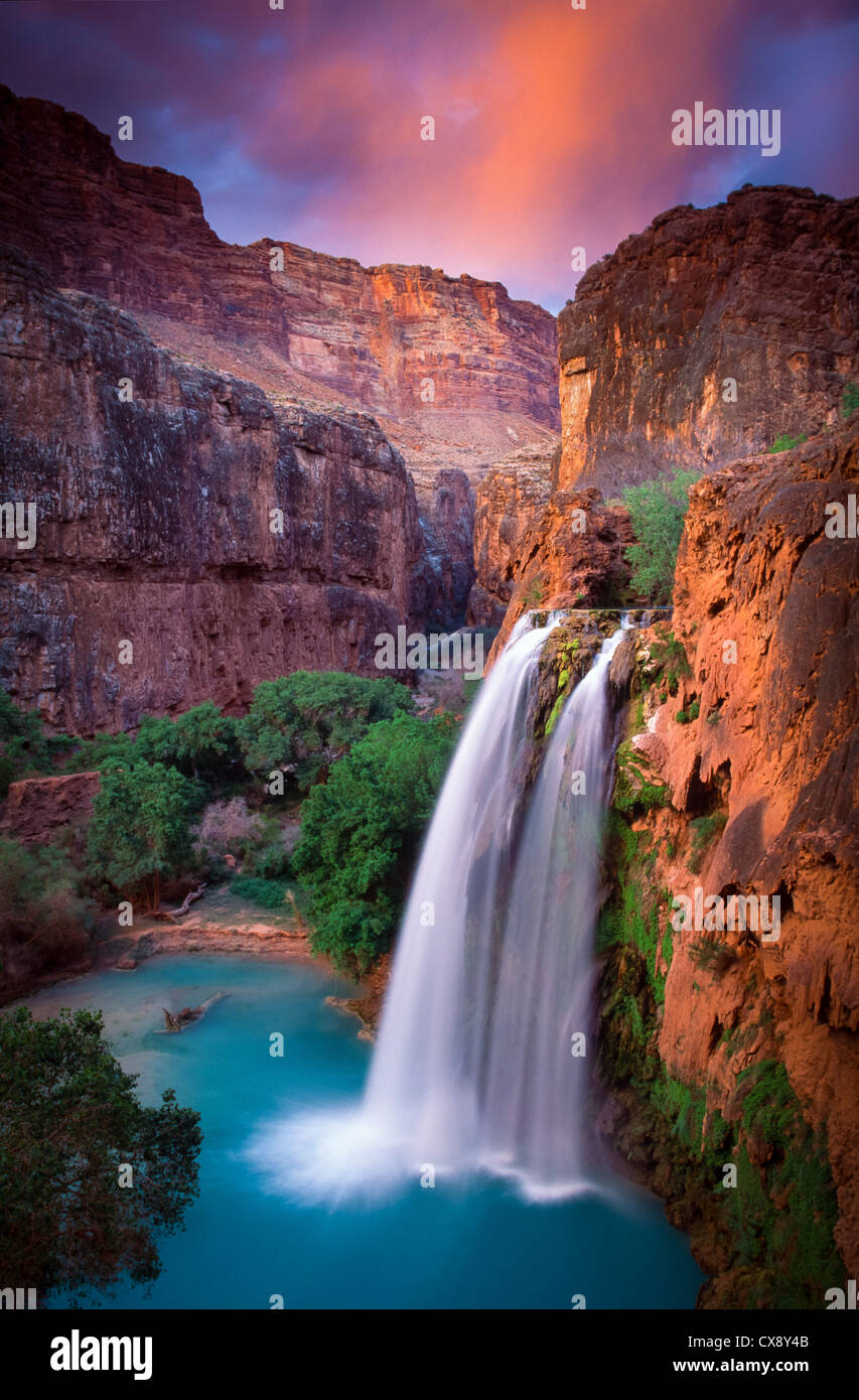 Havasu Falls in Havasu Canyon, a side canyon to the Grand Canyon in Arizona Stock Photo