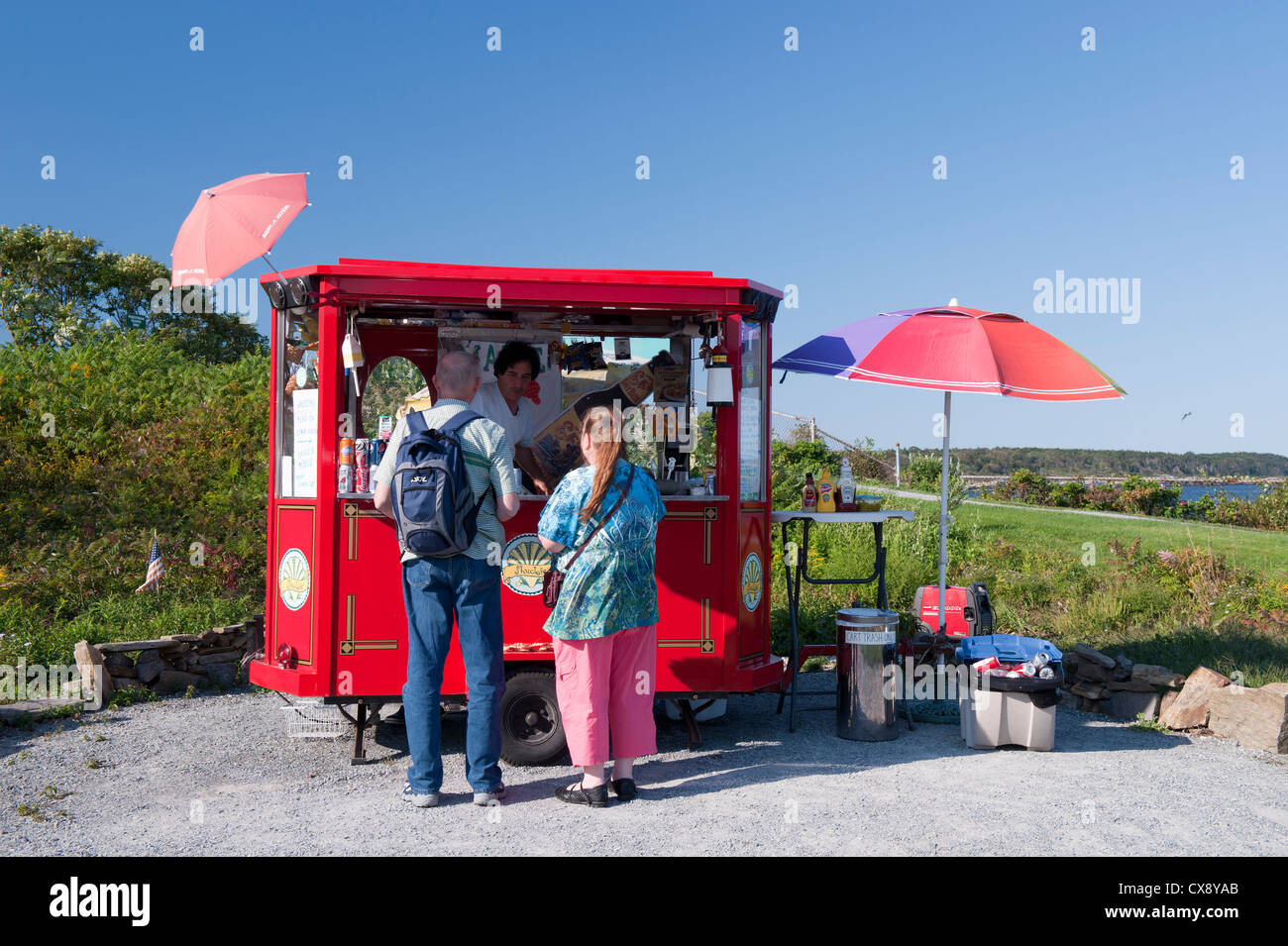 Mobile food vendor on the grounds of Cape Elizabeth lighthouse near