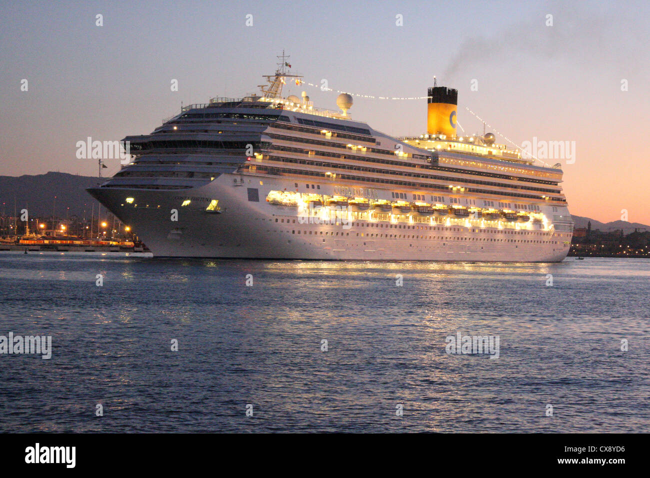 Costa Cruise Lines Cruise Ship 'Costa Fortuna' during early morning arrival into the Port of Palma de Mallorca / Majorca Stock Photo