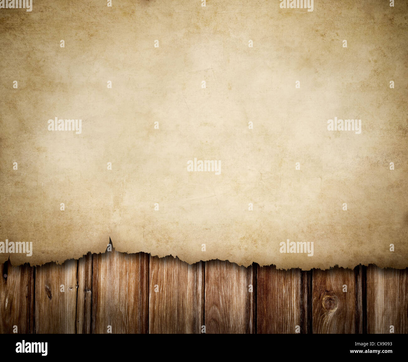 Grunge paper on wooden wall background Stock Photo