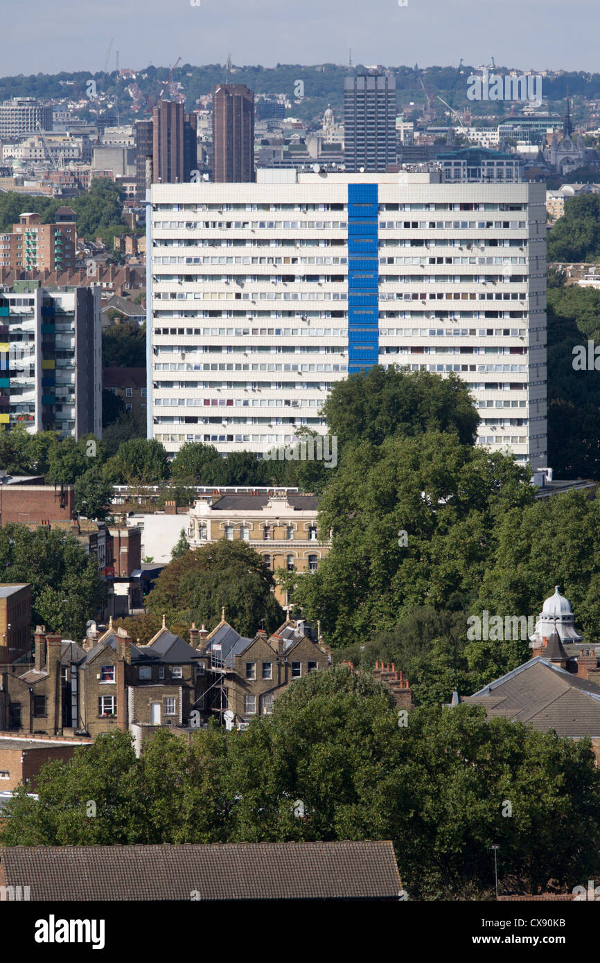 Aerial view of south London looking from Camberwell towards high-rise ...