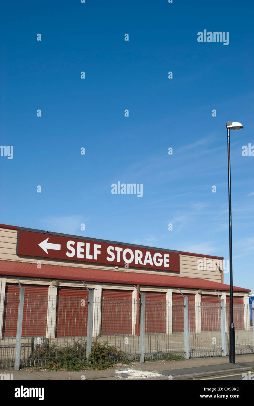 self storage facility with left pointing sign, hanworth, middlesex