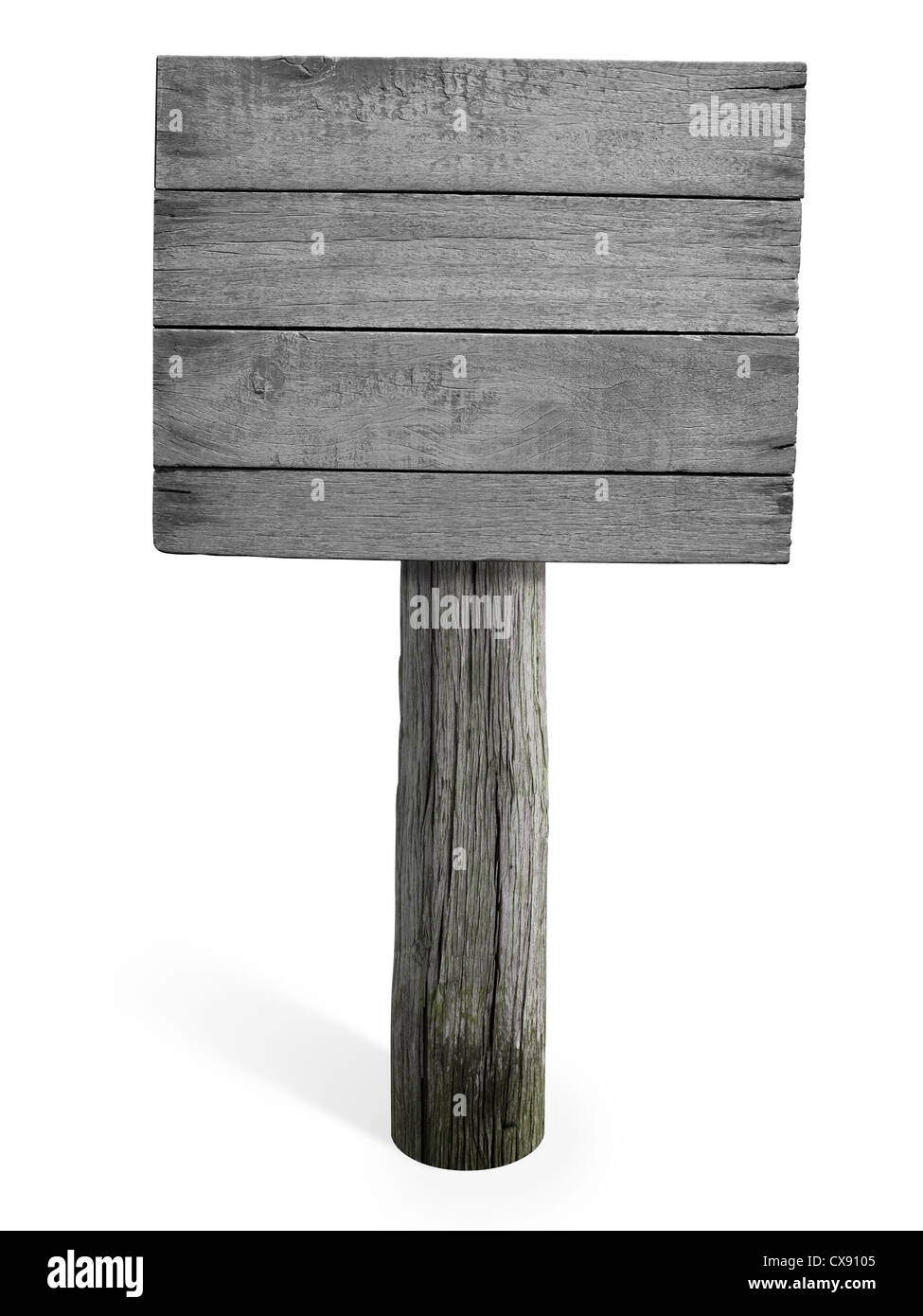 Grunge empty wooden signboard isolated on white background Stock Photo