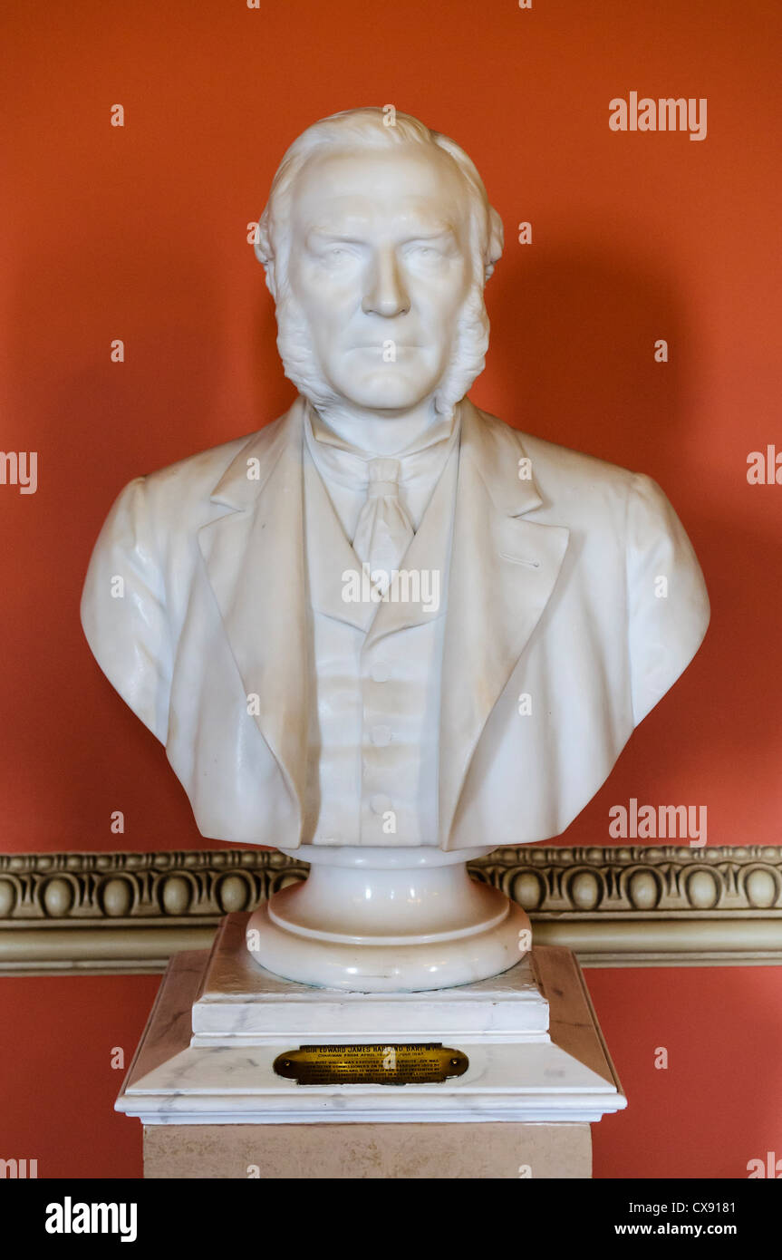 Marble bust of Sir Edward James Harland, founder of Harland and Wolff and builder of the Titanic ship Stock Photo