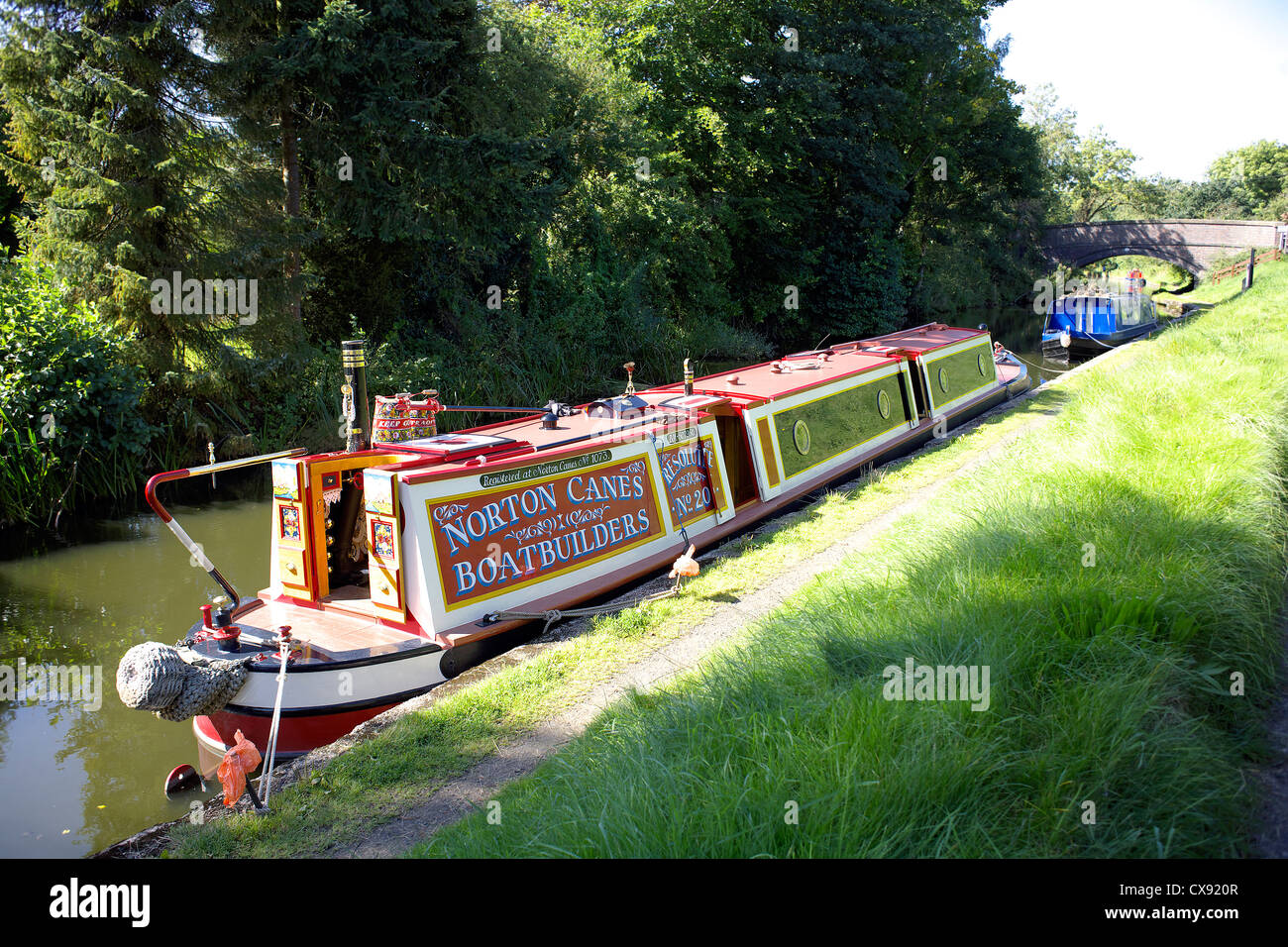 Narrowboats on the Grand Union Canal at Catherine-de-Barnes Warwickshire, England, UK, British, inland, waterways, canals, Stock Photo