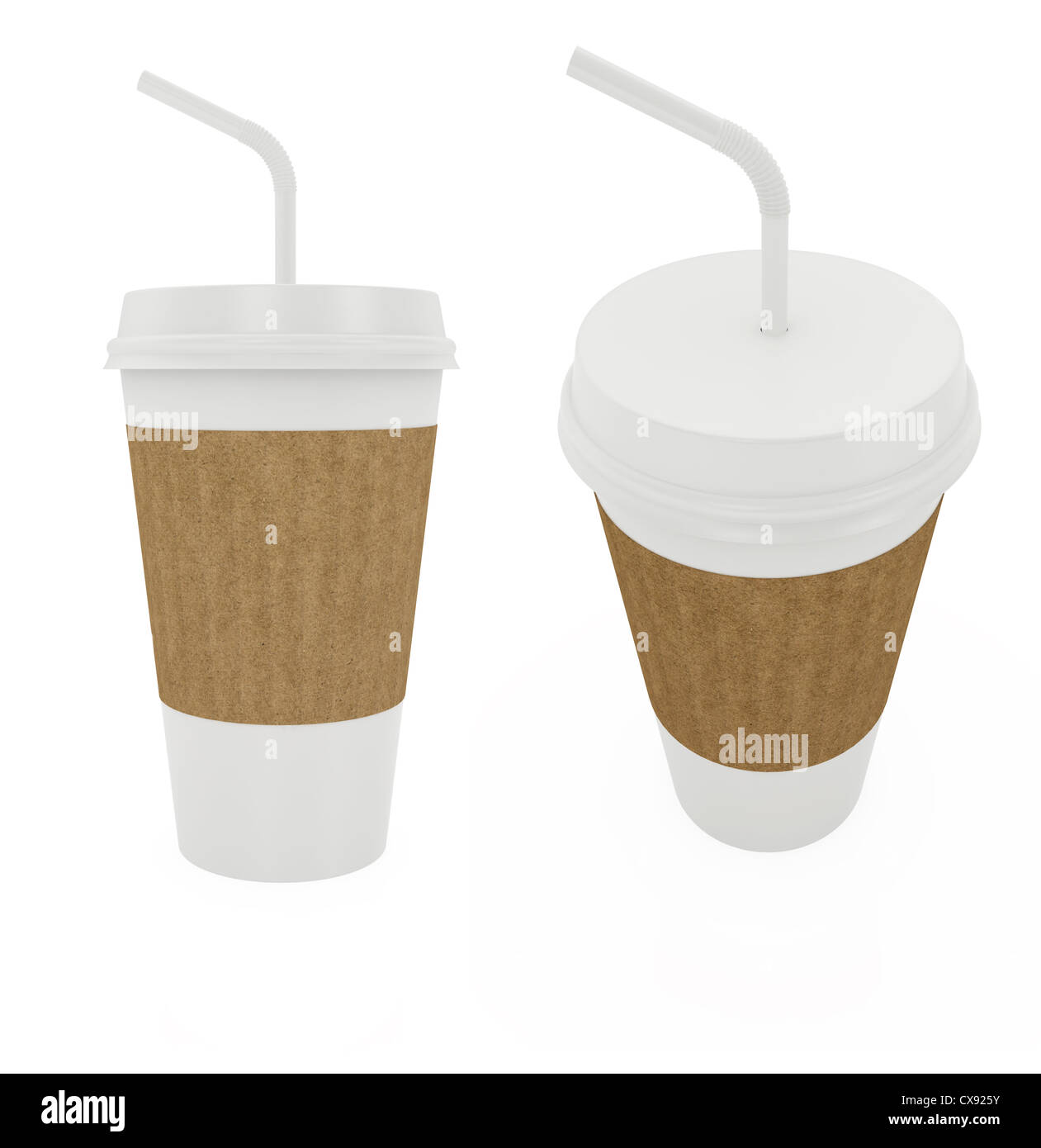 3d render of paper cup with white tibe isolated on white Stock Photo ...