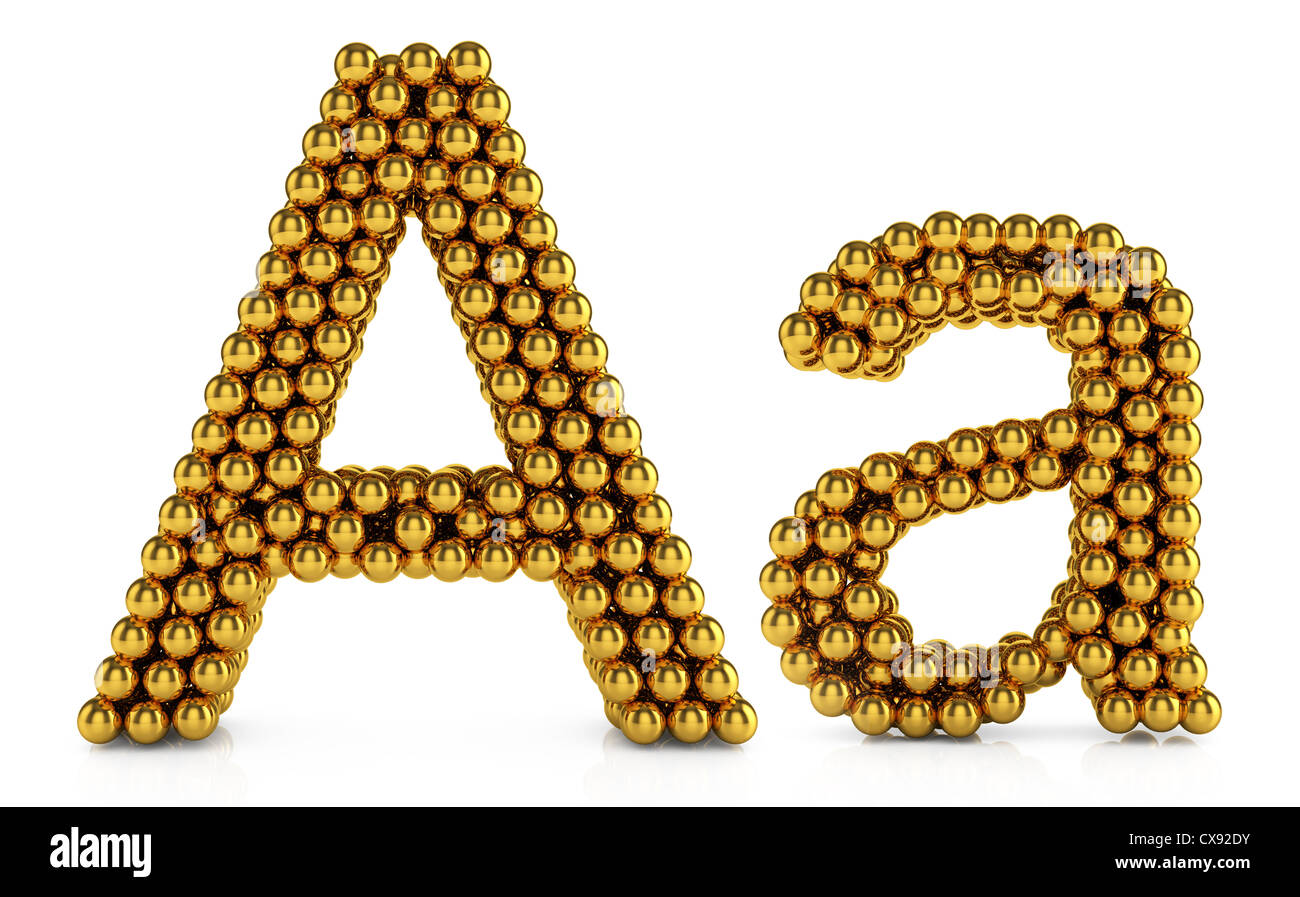 3d illustration of golden alphabet isolated on white background Stock ...