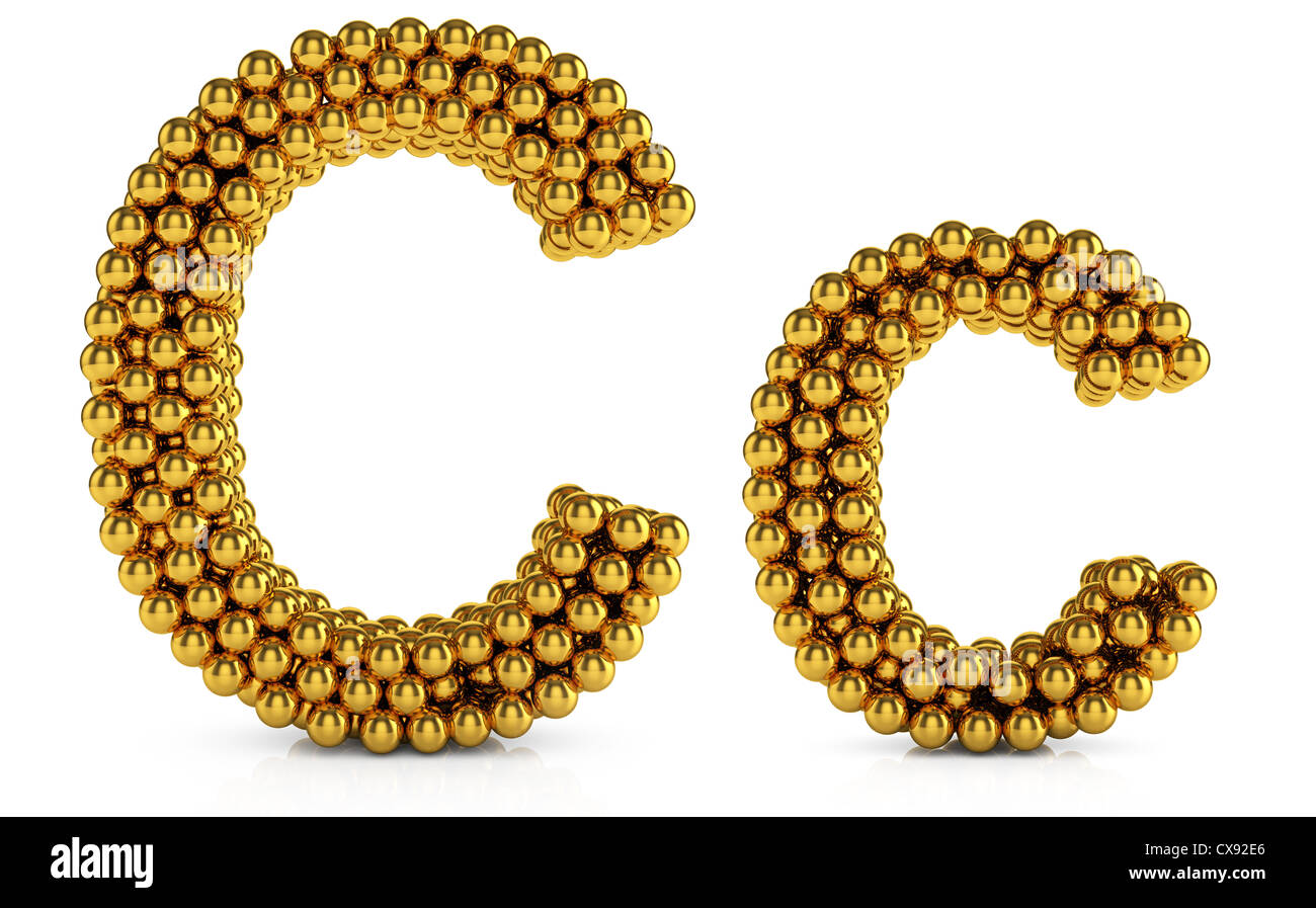 3d illustration of golden alphabet isolated on white background Stock ...