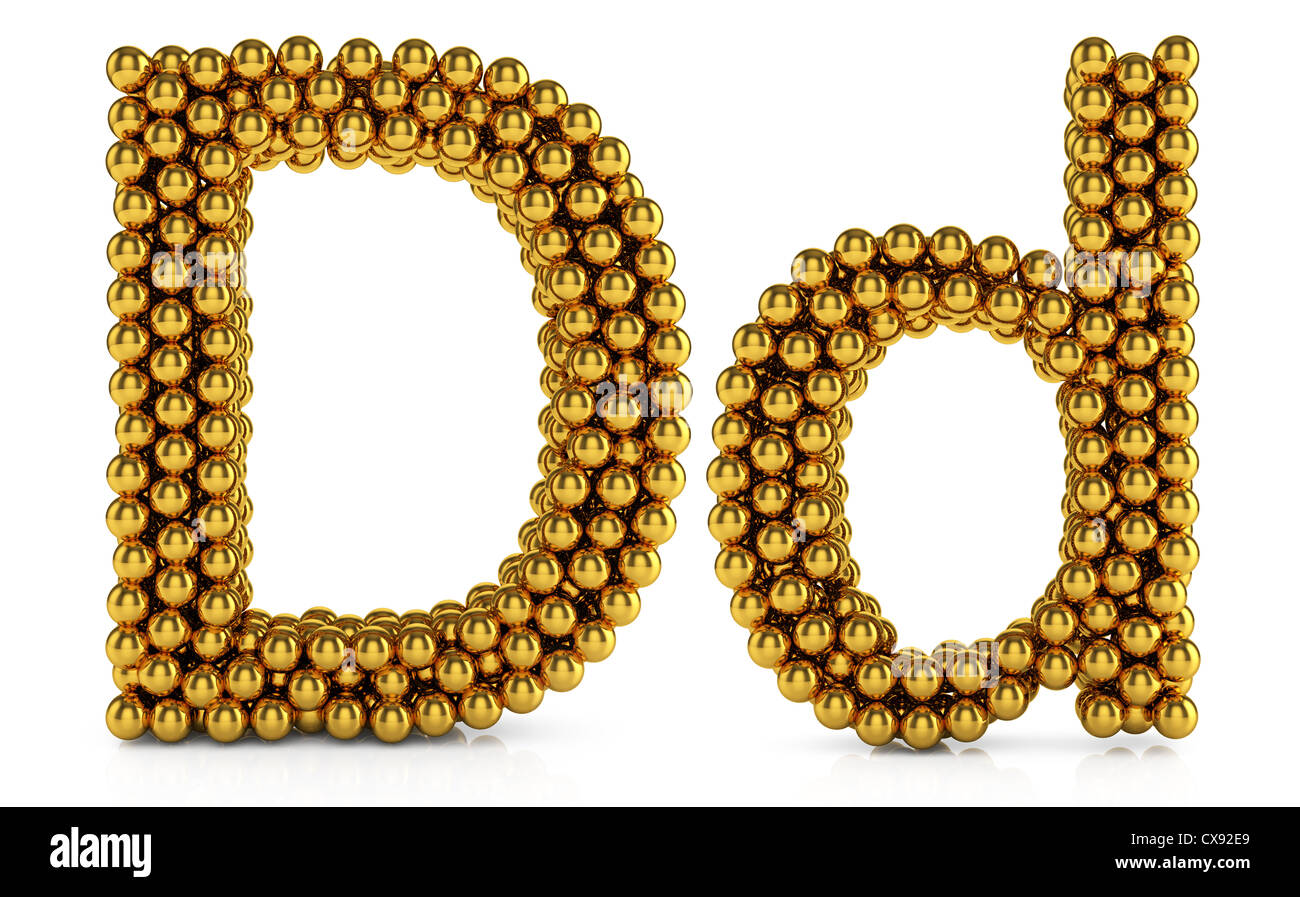 3d illustration of golden alphabet isolated on white background Stock ...