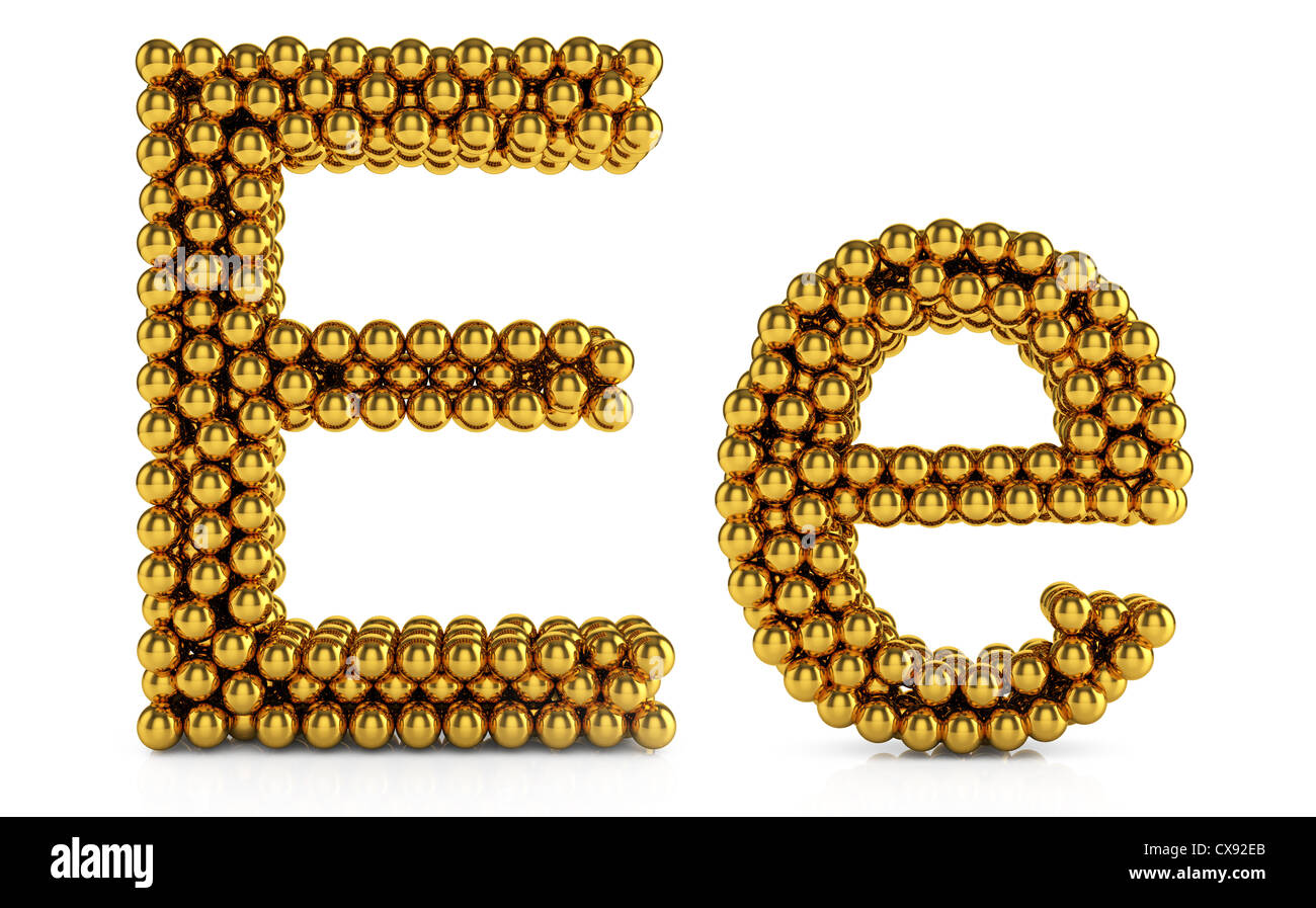 3d illustration of golden alphabet isolated on white background Stock ...