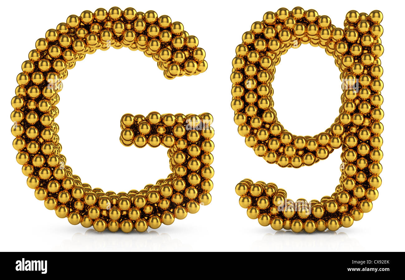3d illustration of golden alphabet isolated on white background Stock ...