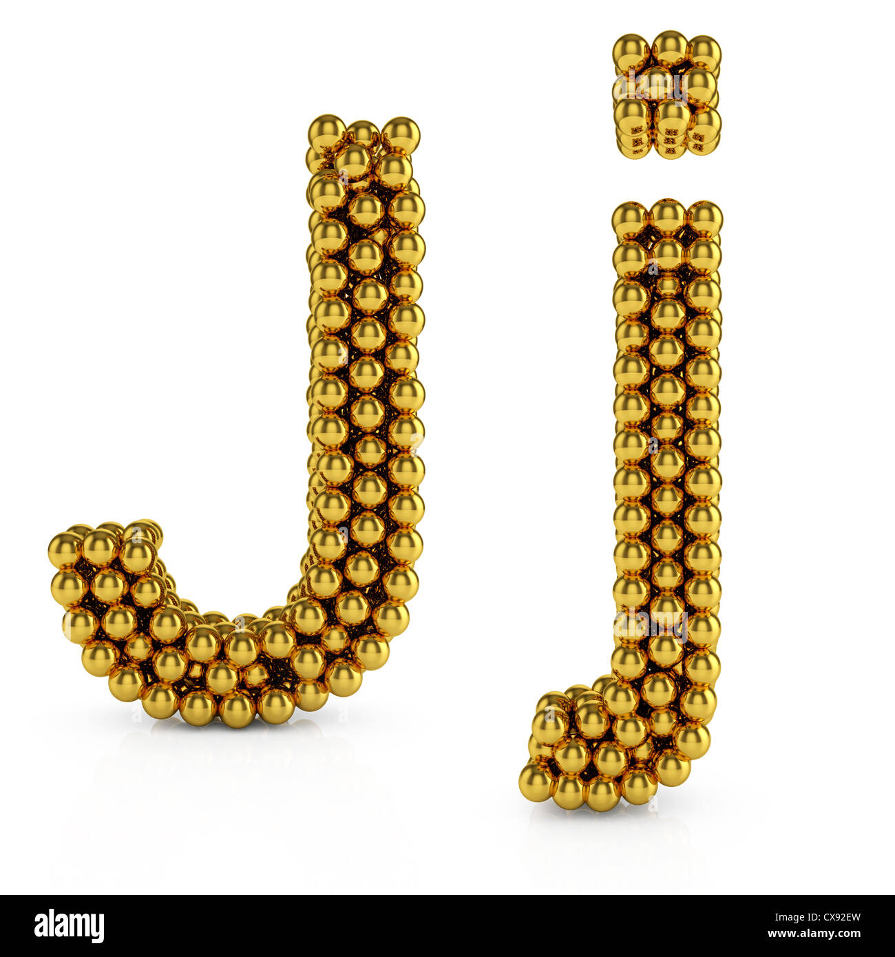 3d illustration of golden alphabet isolated on white background Stock ...