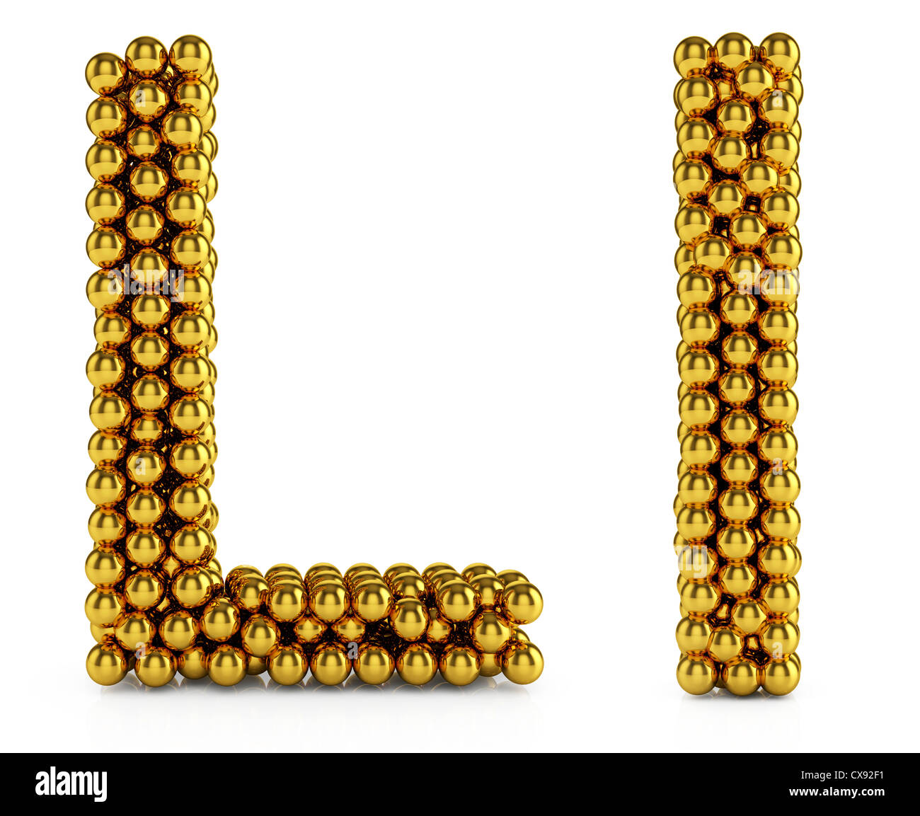3d illustration of golden alphabet isolated on white background Stock ...