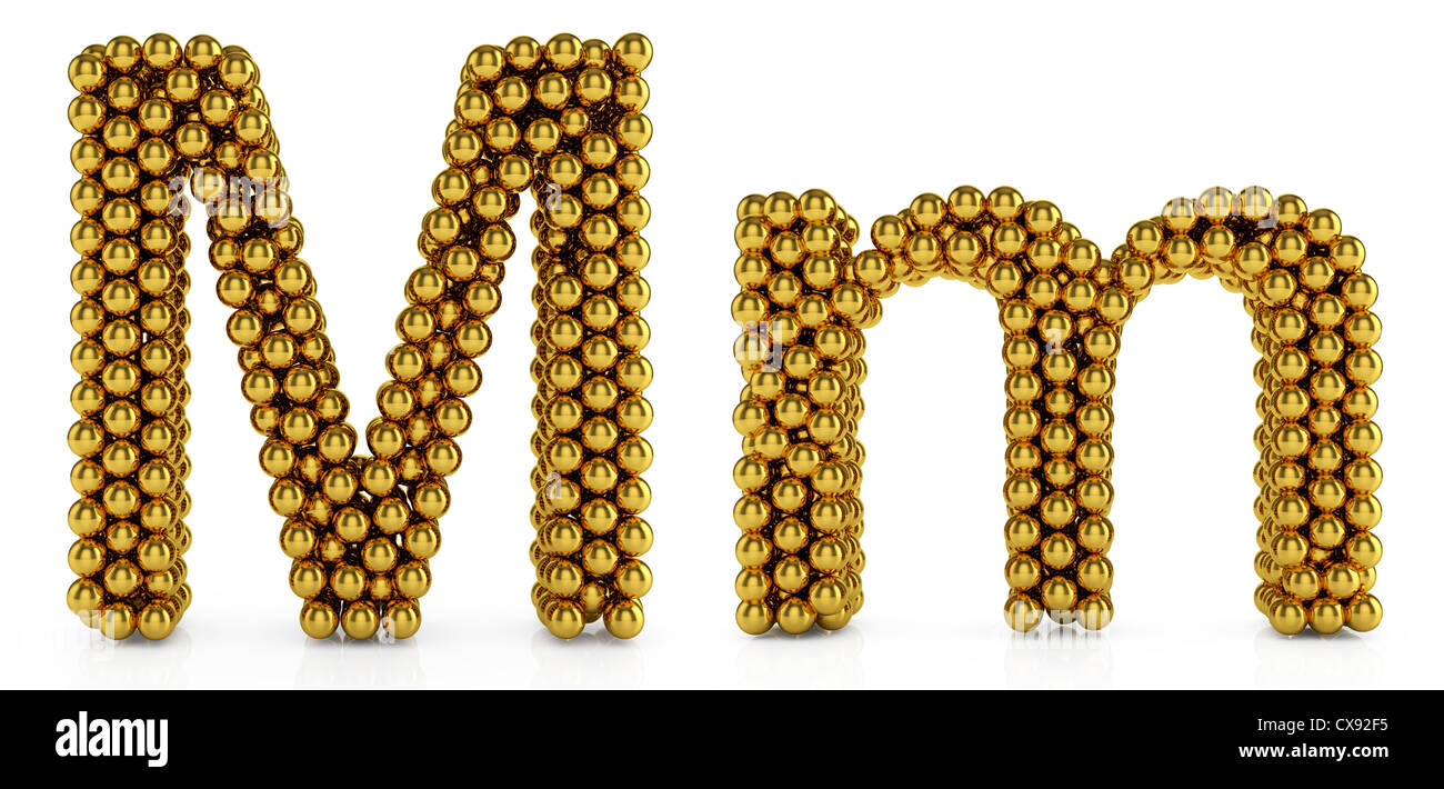 3d illustration of golden alphabet isolated on white background Stock ...