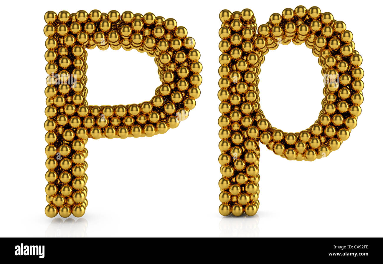 3d illustration of golden alphabet isolated on white background Stock ...