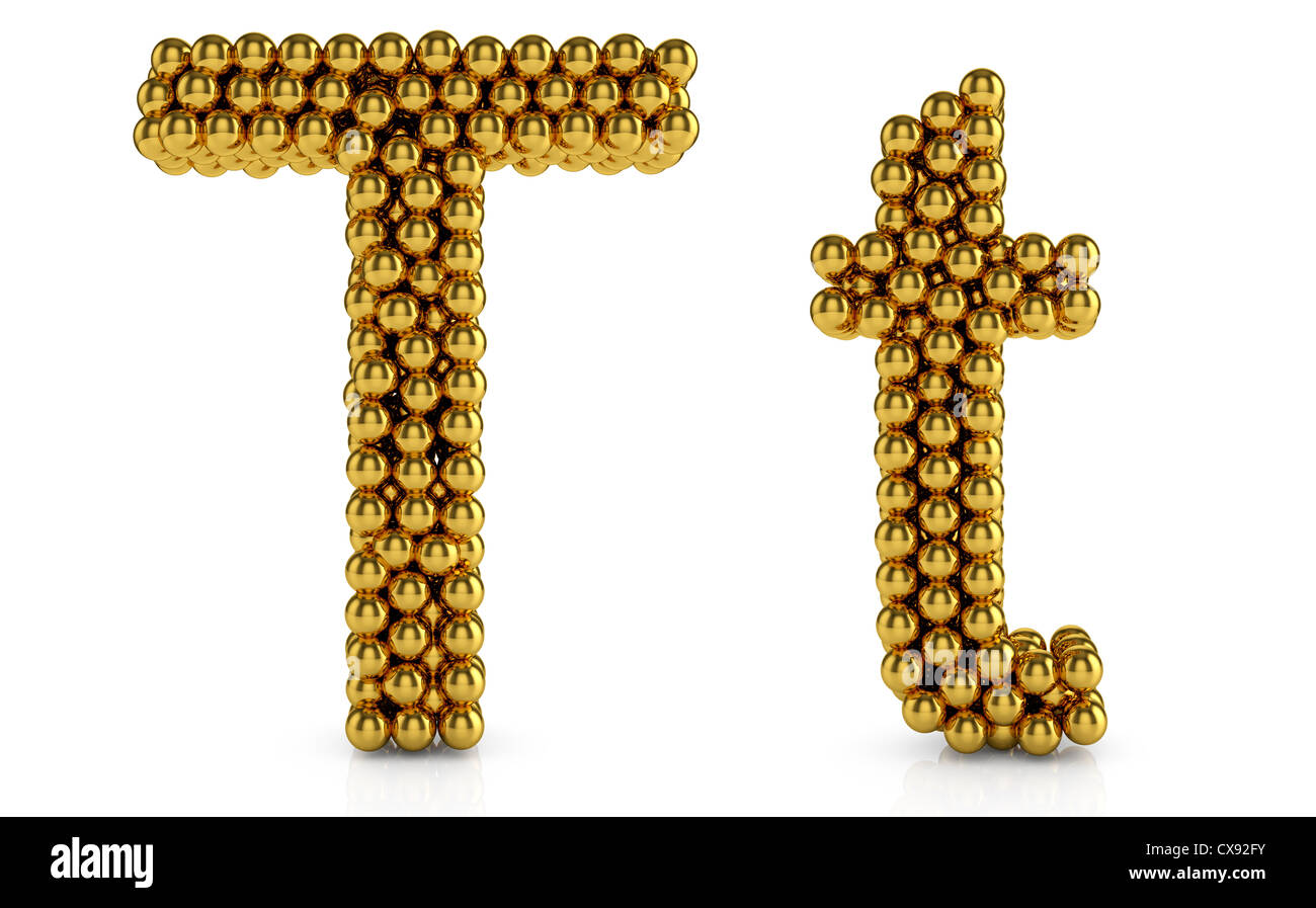 3d illustration of golden alphabet isolated on white background Stock ...