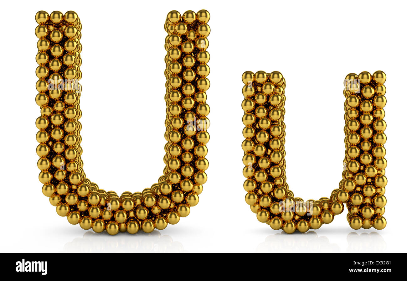 3d illustration of golden alphabet isolated on white background Stock ...