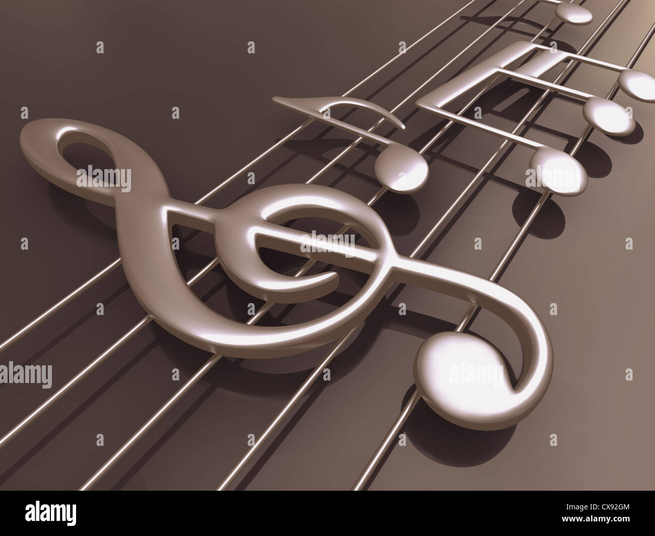 Musical notes standing on the floor. Stock Photo