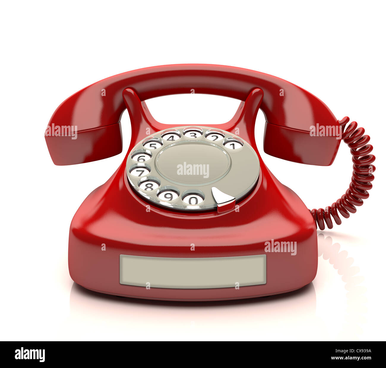 Red phone with empty label. Your number on label Stock Photo - Alamy