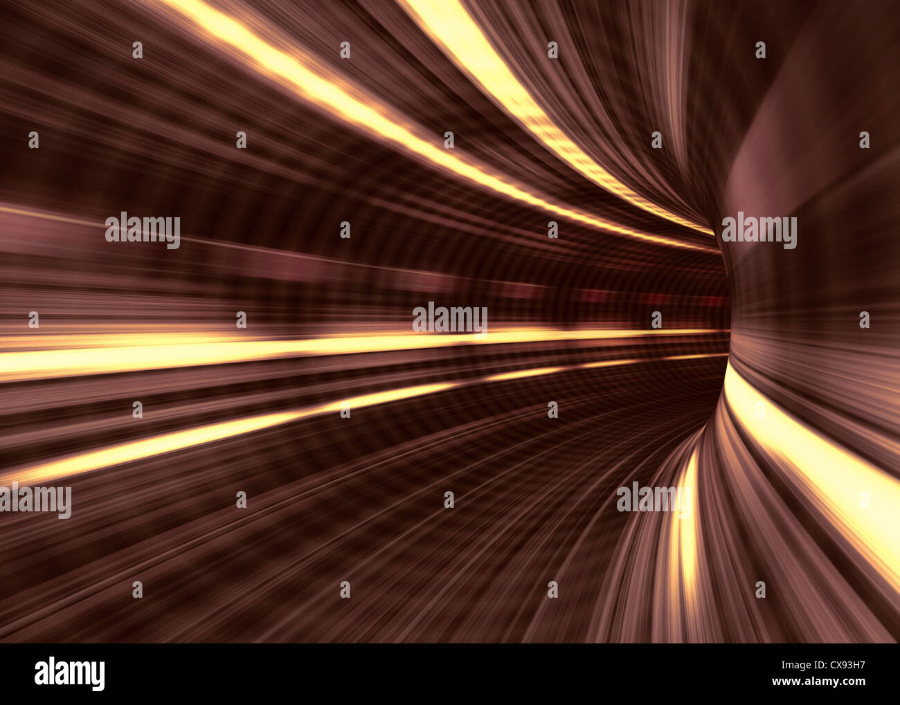 Inside a tunnel in fast movement. Stock Photo