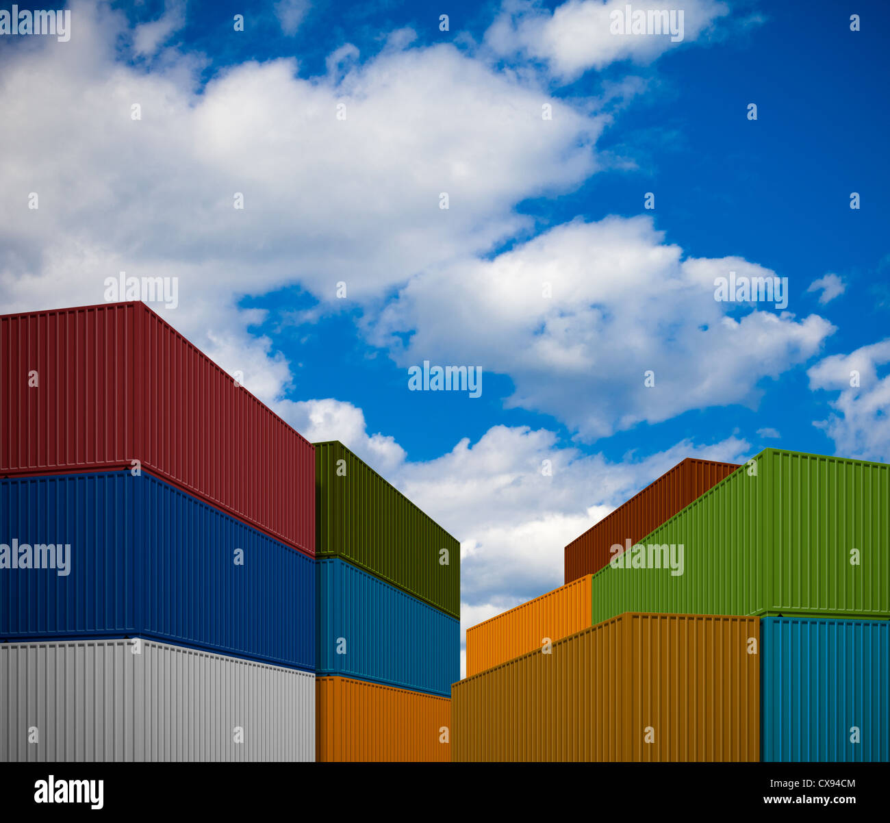 Stack of transportation containers Stock Photo