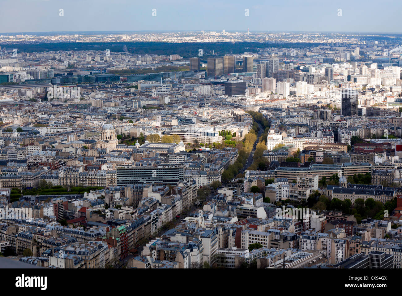 View over Paris and Val-de-Grace church from Tour Montparnasse, Paris, France Stock Photo