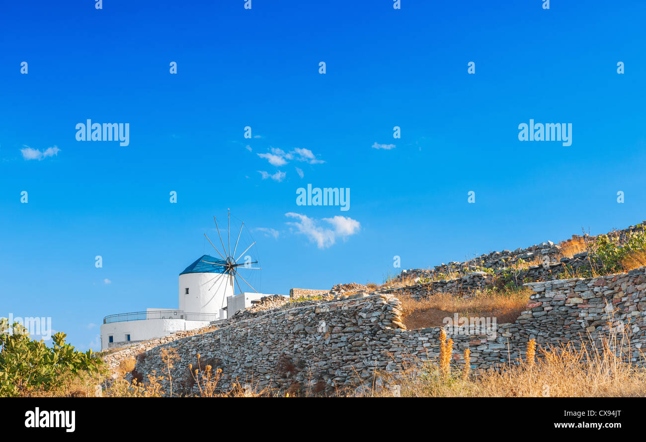 Windmill in Sifnos Stock Photo