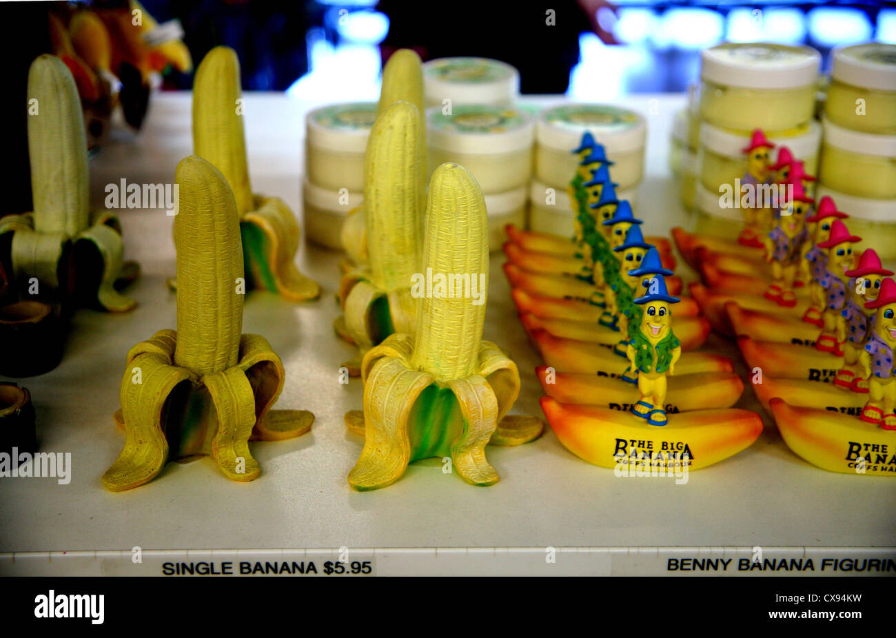 Chinese made banana souvenirs, Coffs Harbour, NSW, Australia Stock Photo