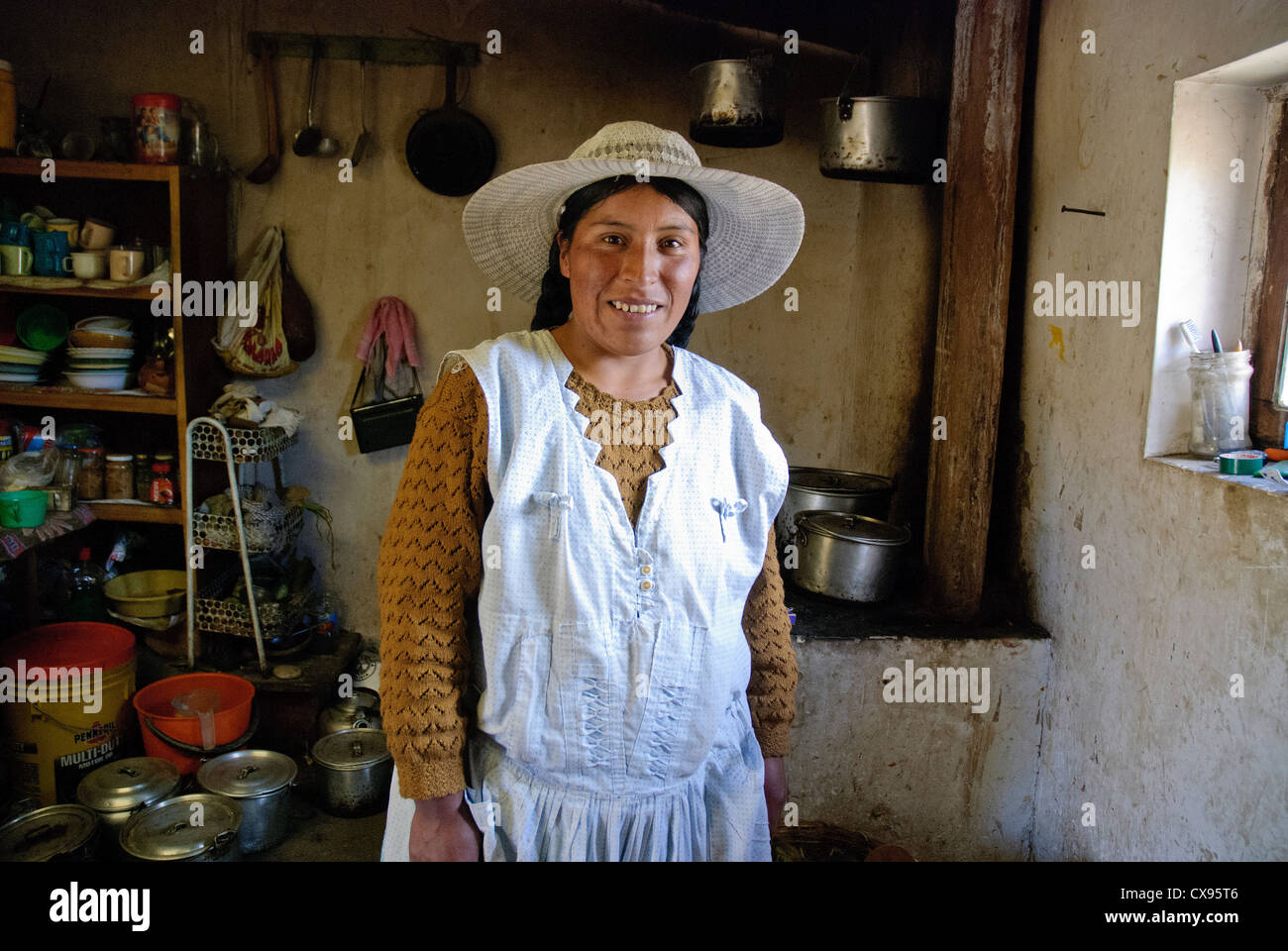 Aymara woman in the village of Tuni, Cordillera Real, Bolivia Stock Photo