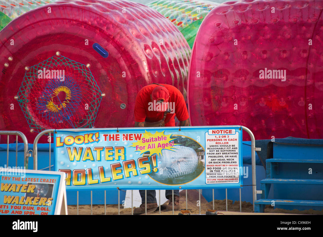 look the new water rollers at Bournemouth beach in August Stock Photo