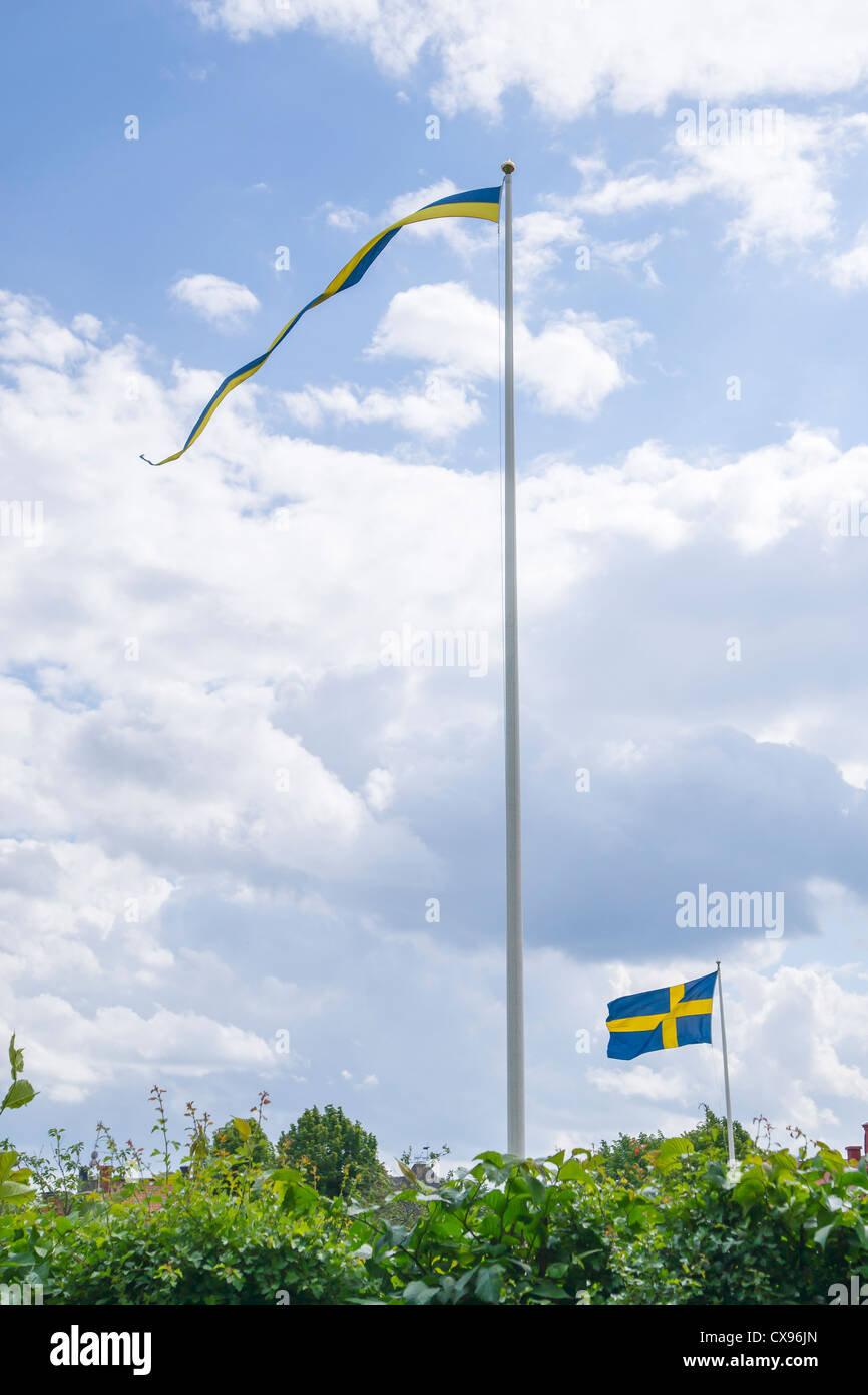 Swedish flag on pole hi-res stock photography and images - Alamy