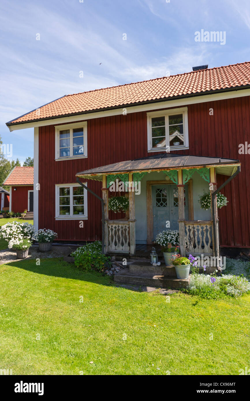 Old red wooden house in Sweden Stock Photo - Alamy