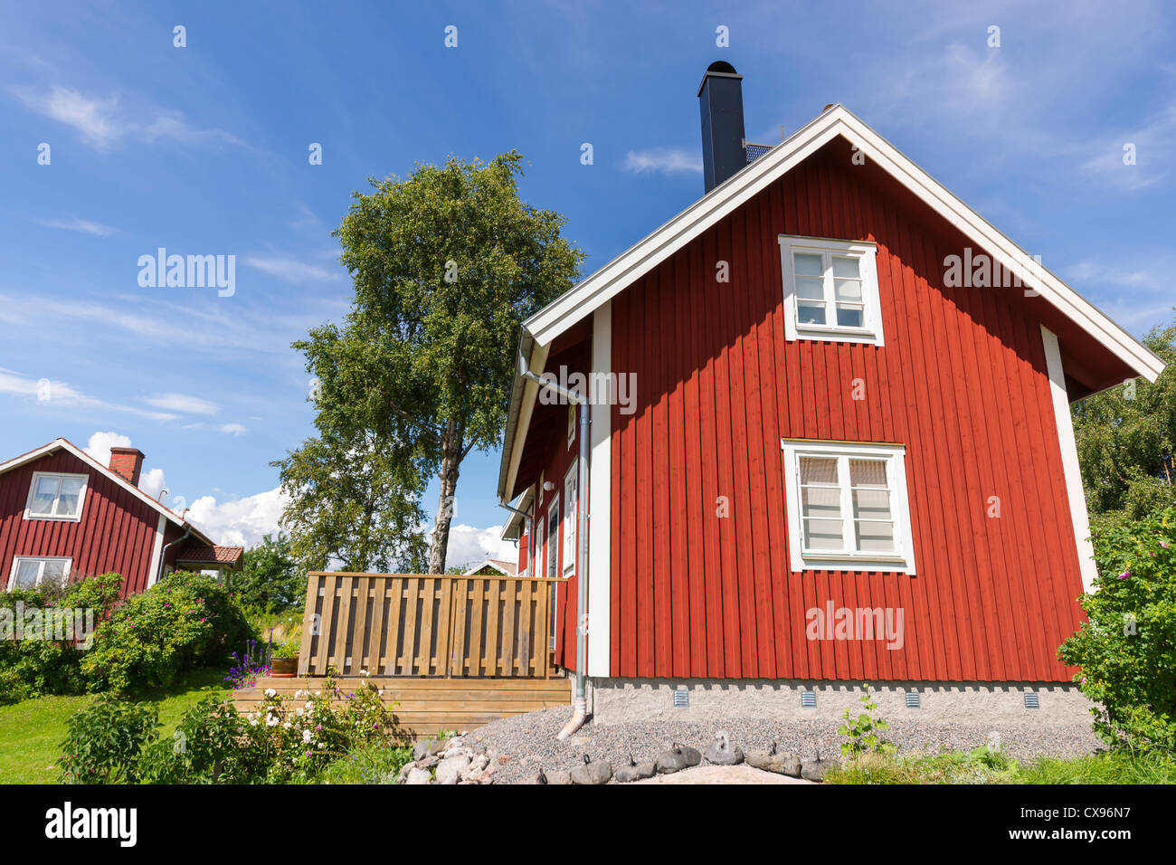 Old red wooden house in Sweden Stock Photo - Alamy