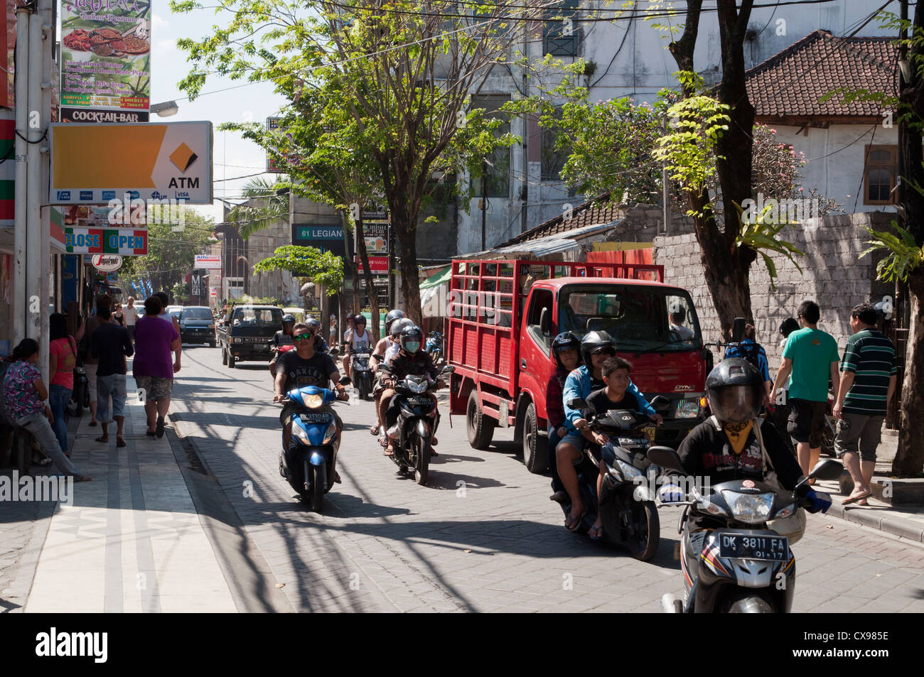 Jalan Legian (Legian Street), Kuta, Bali Stock Photo