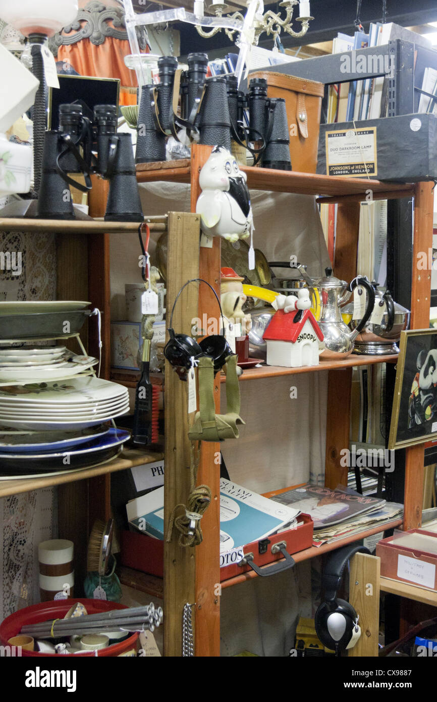 Shelves full of random second hand item for sale Stock Photo Alamy