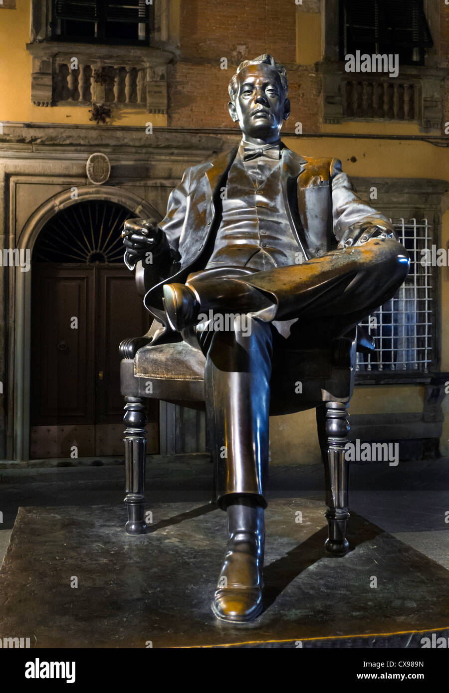 Statue of composer Giacomo Puccini  by  Christos Theodorou in Corte San Lorenzo via di Poggio Lucca Stock Photo
