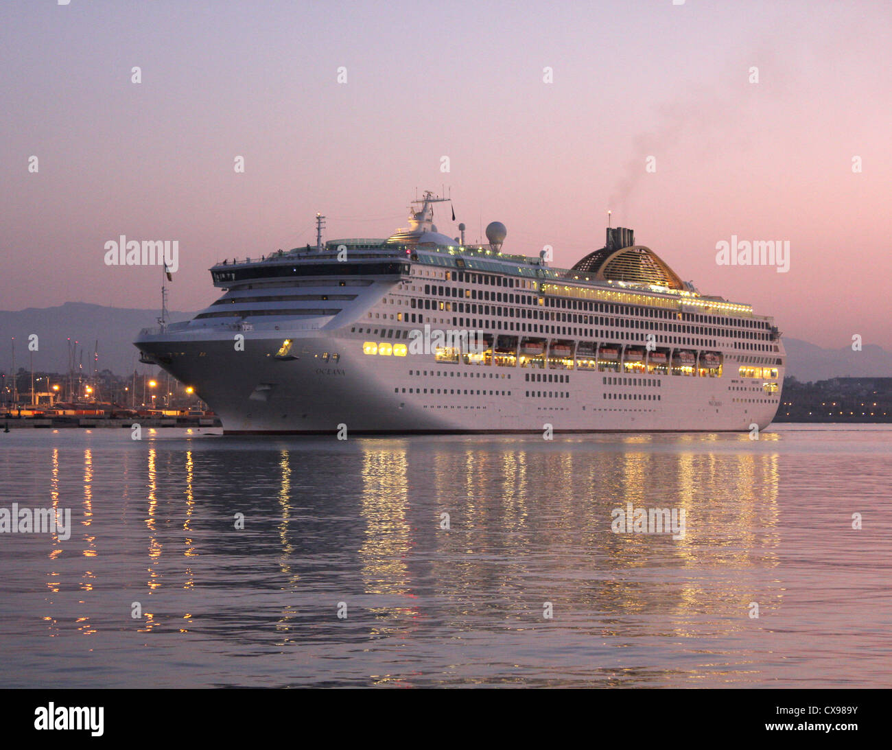 P&O Cruises Cruise Ship "Oceana" entering port at early morning / pre