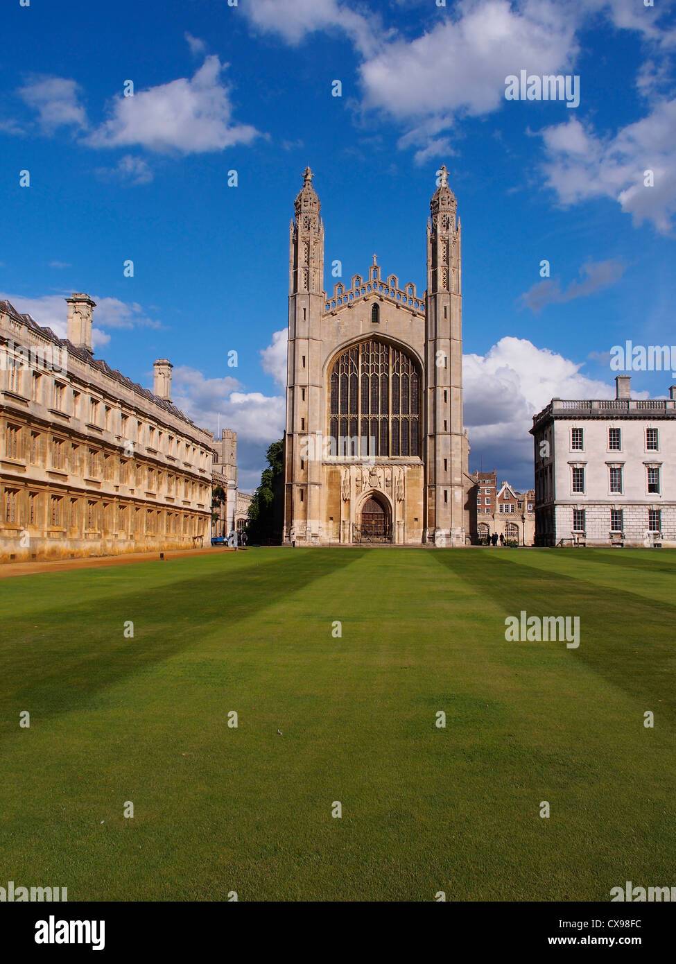 Portrait image of King's College and the Fellows Building in Cambridge University Stock Photo