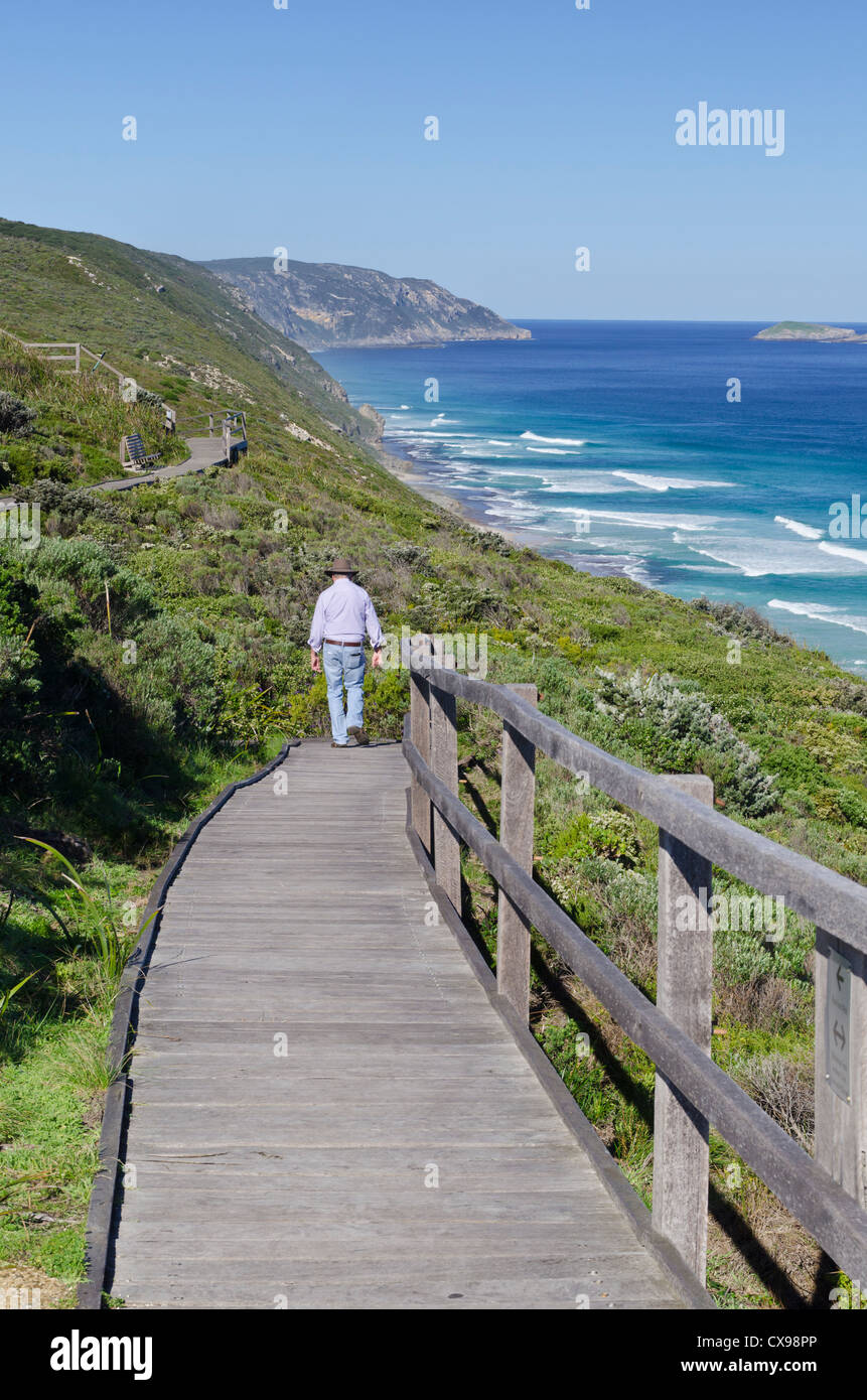 The wind farm walk follows the coastline above the Southern Ocean, Albany Western Australia Stock Photo