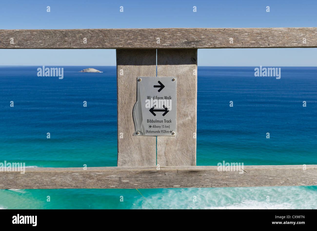 The wind farm walk and Bibbulmun Track follows the coastline high above the ocean, Albany, Western Australia Stock Photo