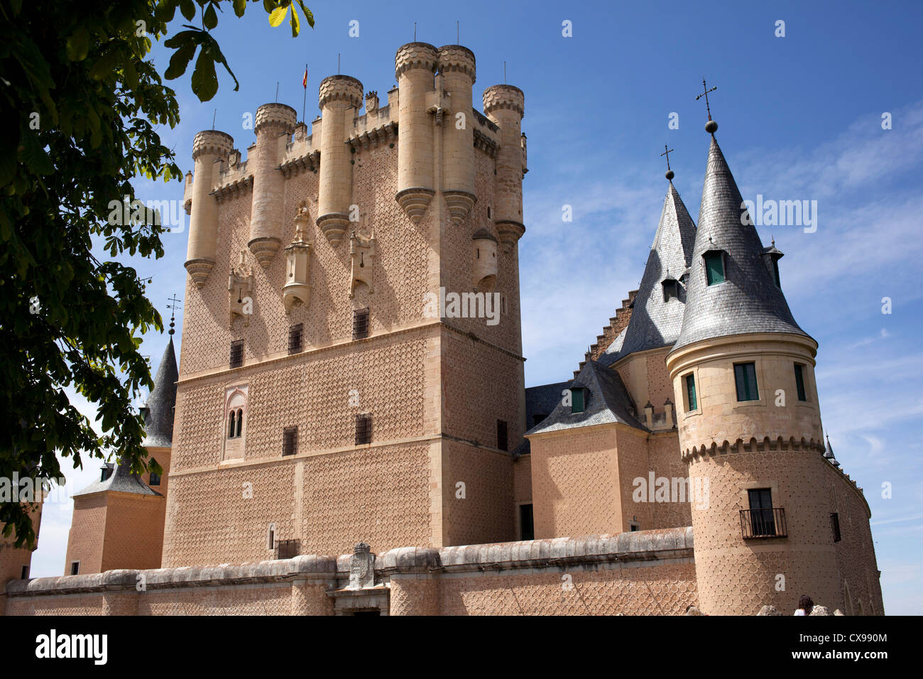 The fairytale Alcazar castle heavily restored in the 19th century after a fire. Stock Photo