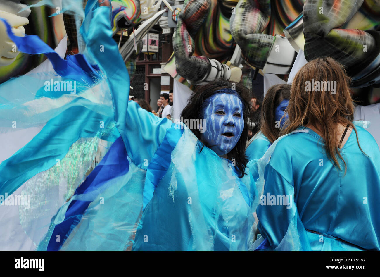 Performers and Carnival goers at Notting Hill Carnival on Monday 27th August 2012. Stock Photo