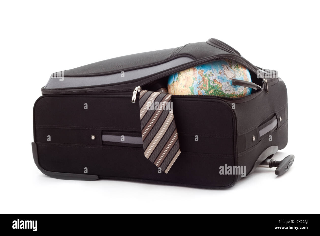 Packed trunk with globe inside Stock Photo