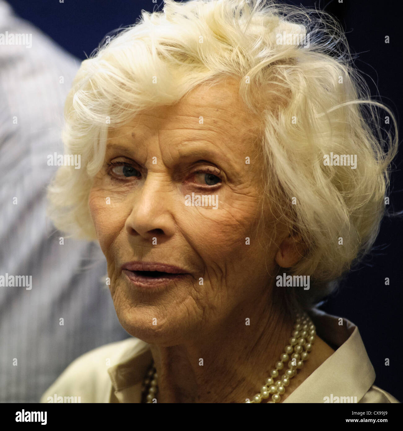 Goldfinger 'Bond' girl Honor Blackman attends a celebration of the James Bond film 'Goldfinger' . on 22/09/2012 at Central Hall, London. Persons pictured: . Skyfall to be released in October 2012 marks the 50th year of James Bond films. . Picture by Julie Edwards Stock Photo