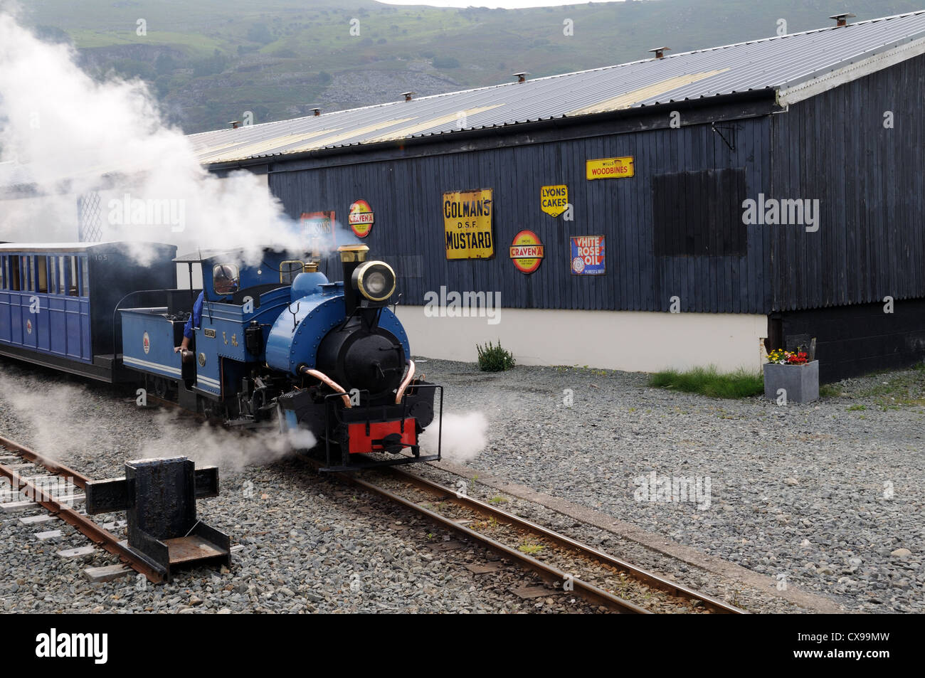 Steam Train at Fairbourne Miniature Railway Station Gwynedd Wales Cymru UK GB Stock Photo