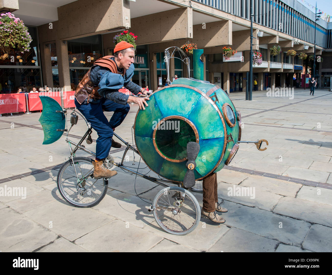 One of the entertainers and childrens rides at 2102 Derby Feste Stock Photo