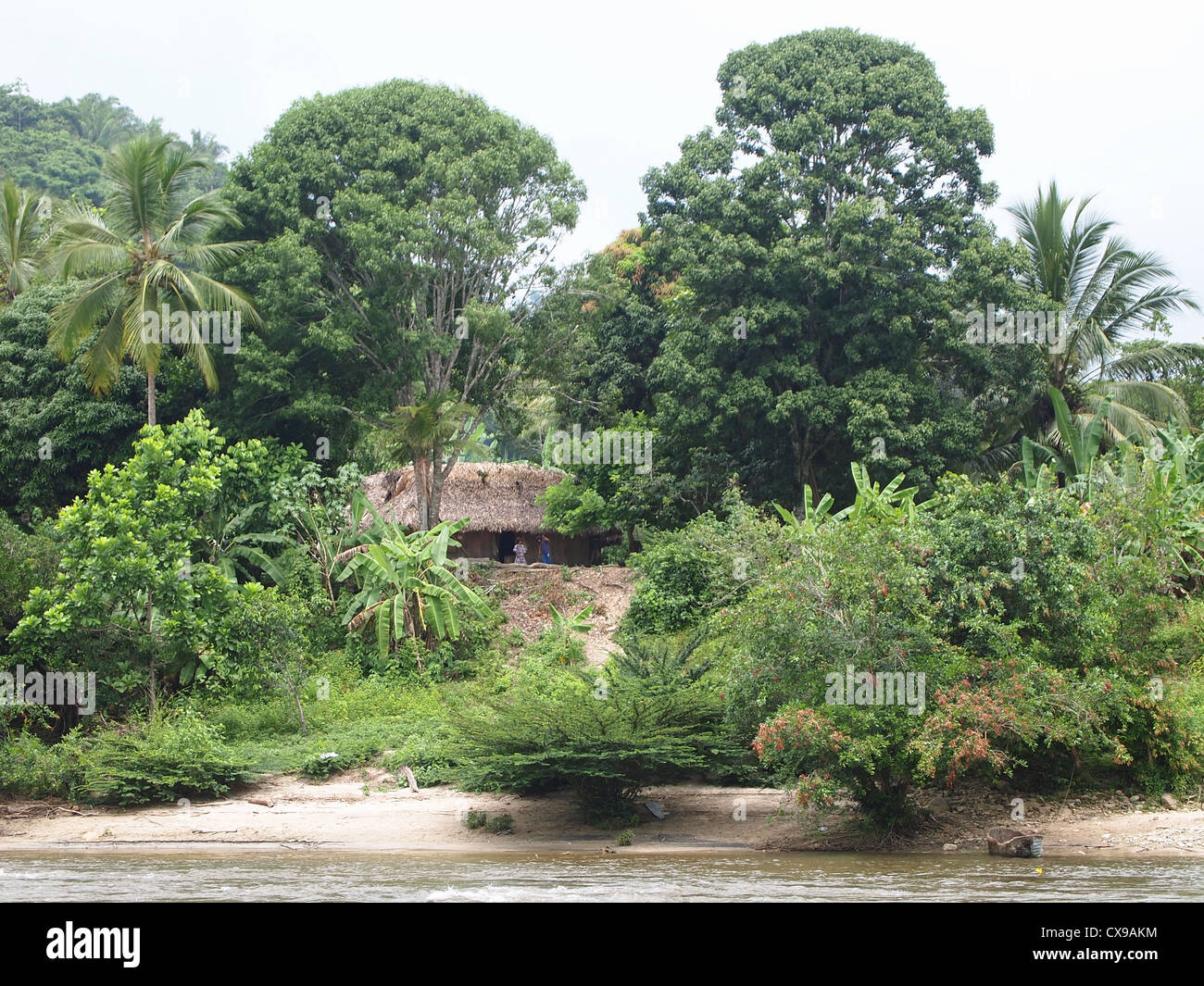 A horse hike into the Sierra Navada de Santa Marta, an isolated mountain range in Northern Colombia. Stock Photo