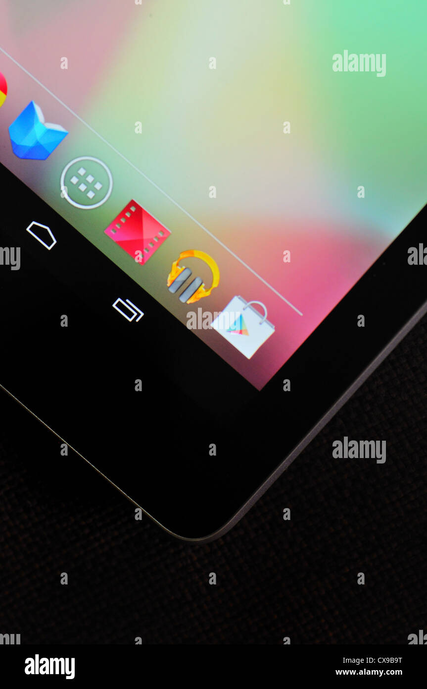 Google nexus 7 android jellybean with icons Stock Photo