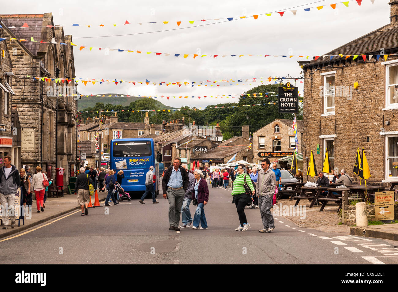 The high street in Hawes in Wensleydale , Yorkshire Dales , England , Britain , Uk Stock Photo