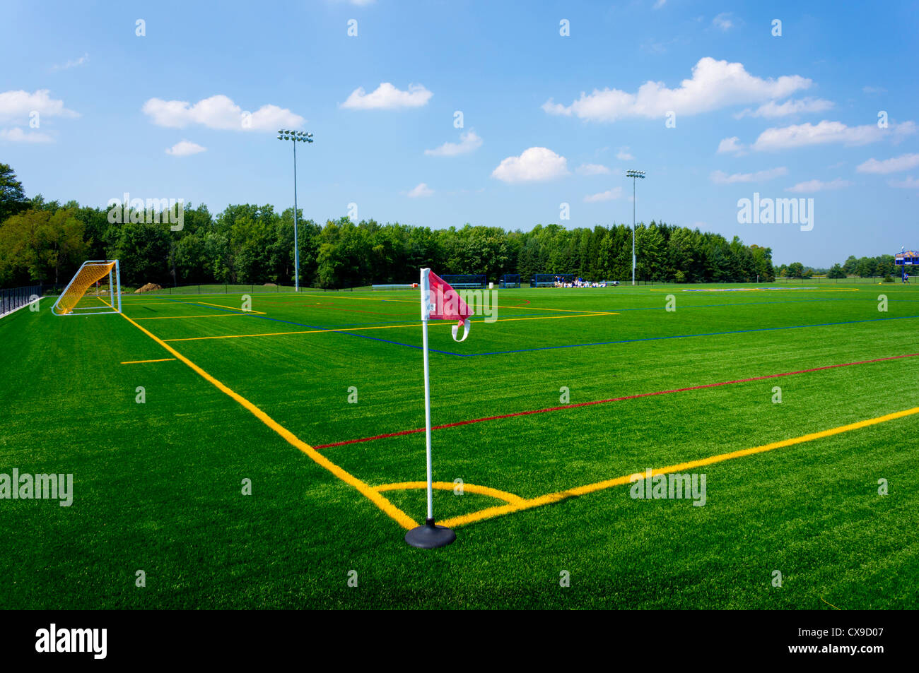 Corner flag on a sports field - the football (soccer ...